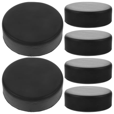 OUNONA Team Hockey Pucks Black PU Foam Rubber 6Pcs for Low-friction Glide