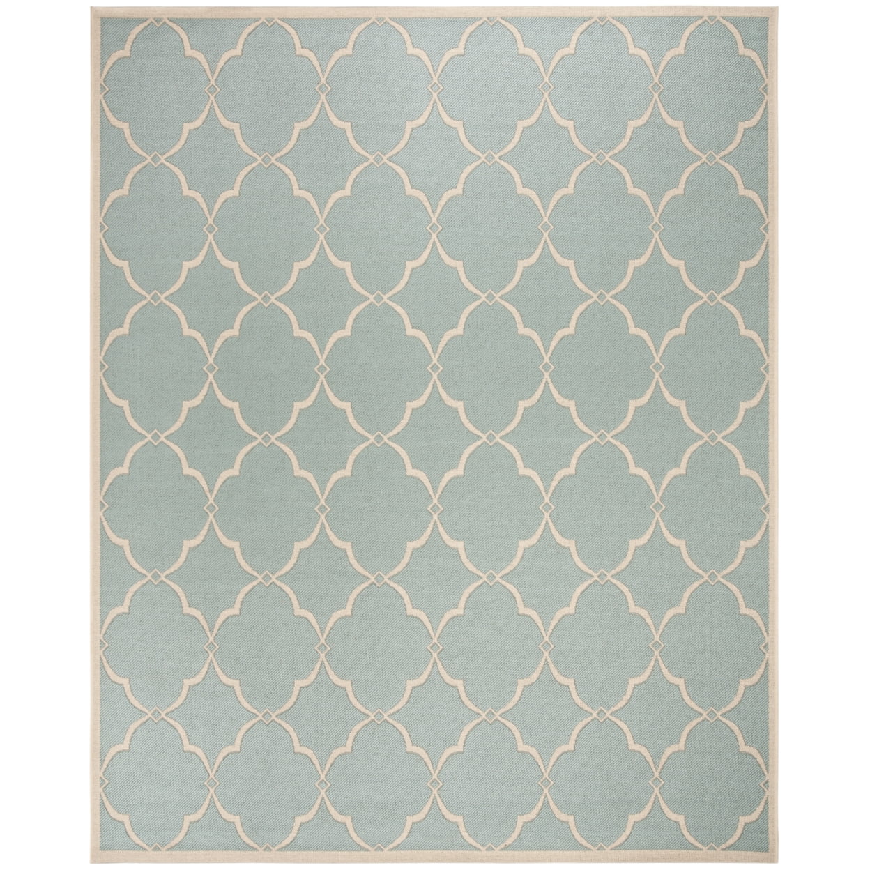 SAFAVIEH Beach House Nick Indoor/Outdoor Area Rug Aqua/Cream, 6'7" x 6'7" Square