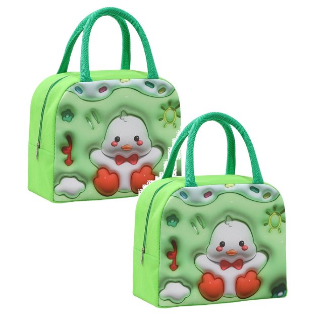 Oleegame 2 Pcs Sac de Rangement pour Produits, Sac à Main Isolé, Sac à Lunch, Sac à Lunch, Chiot Brun (Isolation 3D) Vert
