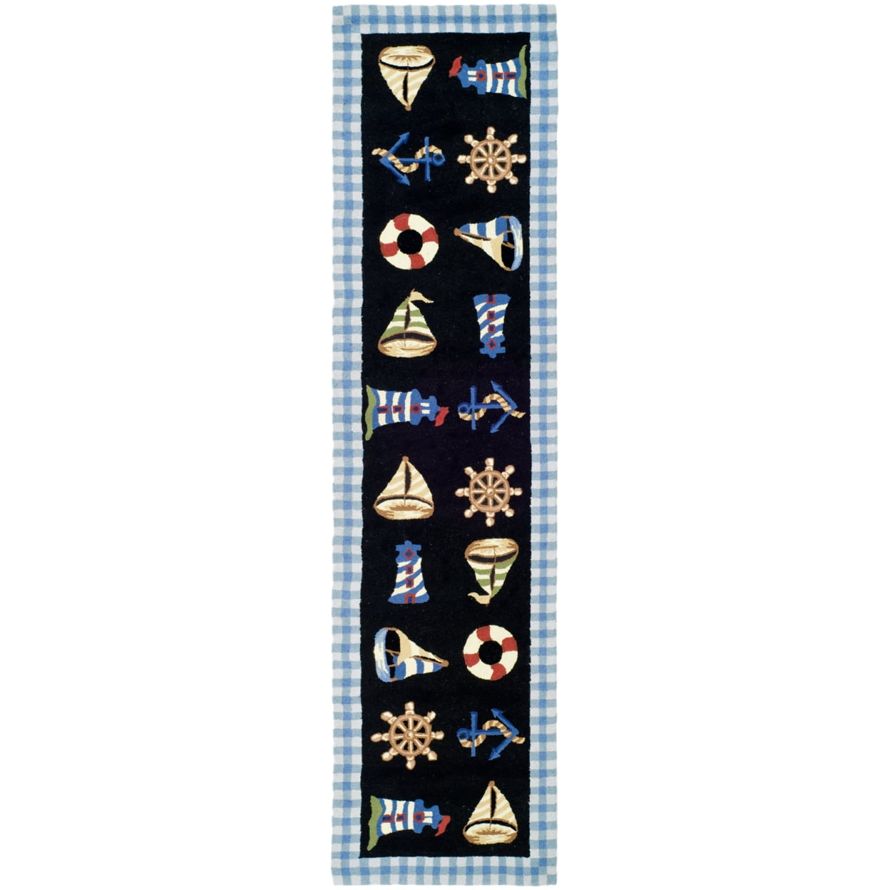 SAFAVIEH Chelsea Agatha Sea Lovers Wool Area Rug, Black, 7'9" x 9'9"