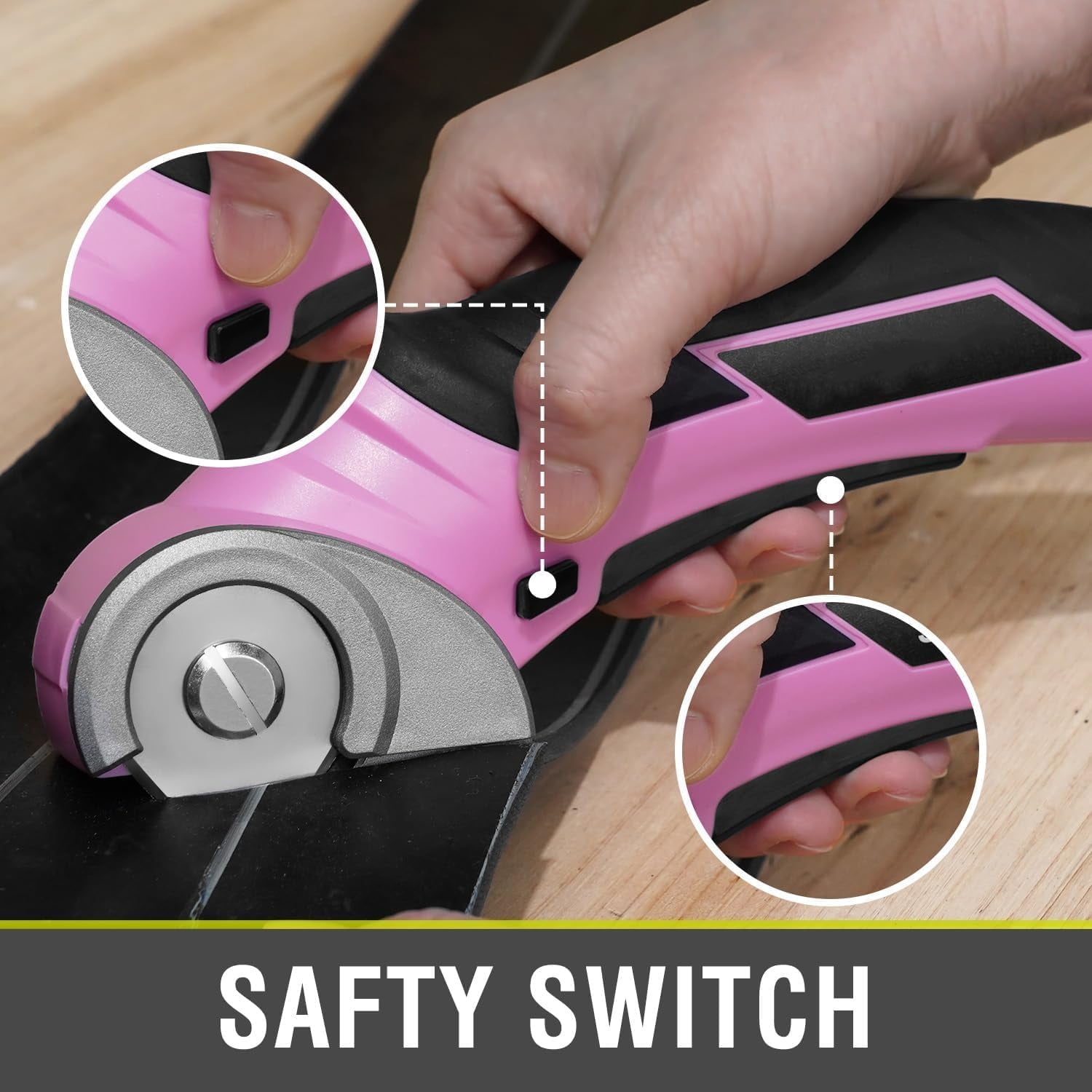 Cordless Electric Scissors, 4V Mini Cardboard Cutter, Carpet Cutter, Box Cutter W/a Self-sharpening Blade, Rotary Cutter for Cardboard, Plastic, Leather, and Packages (Pink)