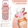thumbnail image 3 of 64 oz Water Bottle with Straw Sleeve & Strap Motivational BPA Free Half Gallon Water Jug with Handle for Gym Women Men Aesthetic Water Bottle with Strap Floral, 3 of 6