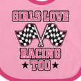 thumbnail image 4 of Inktastic Girls Love Racing Rally Flags Girls Baby Bib, 4 of 4