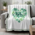 thumbnail image 2 of St Patrick's Day Blanket Soft Cozy Warm Throw Blanket for Couch, Plush Fuzzy Flannel Fleece Blankets for Sofa, Watercolor Lucky Shamrocks Heart Bed Blankets Lightweight Gifts for Women, 30"x40", 2 of 9