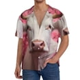 thumbnail image 1 of Fotbe Flower White Cow Camisa Estampada de Manga Corta para Hombre, Casual de Verano, Estilo Playero, Sin Arrugas-Medium, 1 of 5