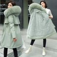 thumbnail image 4 of Women Winter Jacket Parka Clothes Loose Long Coat Wool Liner Hooded Jacket  Collar Warm Thick Snow Wear  Padded Parka, 4 of 7