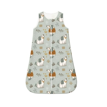 

Fotbe Little Puppies Pattern Sleep Sack - Baby Wearable Blanket with Zipper Extra Soft Cotton Sleeveless Sleeping Bag for Infants-Medium