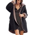 thumbnail image 1 of LUXUR Ladies Reversible Hooded Cardigan Loose Winter Outerwear Style-A L, 1 of 3