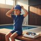 thumbnail image 1 of Juego de 5 piezas de gafas y gorro de natación para hombres y mujeres adultos en piscina. Azul, 1 of 8