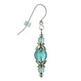 thumbnail image 3 of One Pair of Beaded Glass and Pewter Dangle Earrings - .925 Sterling Silver Earwires - Aqua, 3 of 4