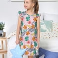thumbnail image 4 of Balery Tropical Plants Camisón de princesa para niñas, pijama de algodón con mangas abullonadas, suave y bonito.-Small, 4 of 6