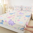 thumbnail image 4 of Erosebridal 3D Multicolor Dinosaur Full Size Sheets,Colorful Cute Flowers Bed Sheets For Girls,Ancient Animals Theme 4pcs, 4 of 6