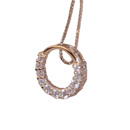 14k White Gold Plated 1.50Ct Round Cut Lab Created Diamond Circle Pendant
