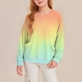 thumbnail image 2 of Ruyang Girls Rainbow Shirts Kids Tie Dye Long Sleeve Basic Layer T-Shirts Winter Crewneck Pullover Sweatshirts Pockets, 2 of 4