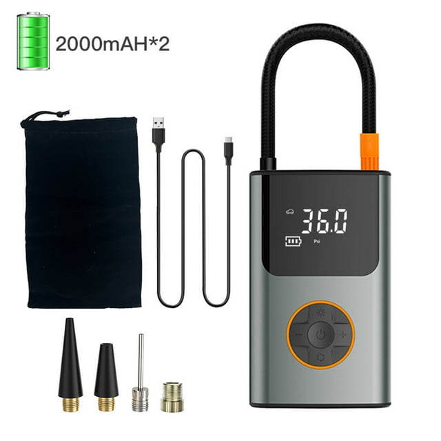 Wireless Pump Tires,Mobile Wireless Air Pump - Portable Intelligent Digital Display LED Lighting and Power Bank Multi-Function Pump