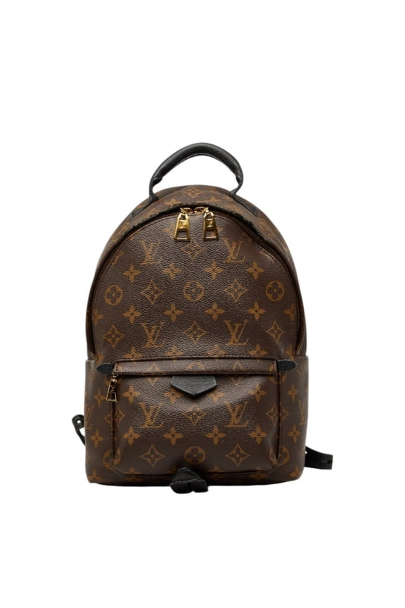 Pre-Owned Louis Vuitton Monogram Palm Springs PM Backpack M41560 Brown Black Leather Women's...