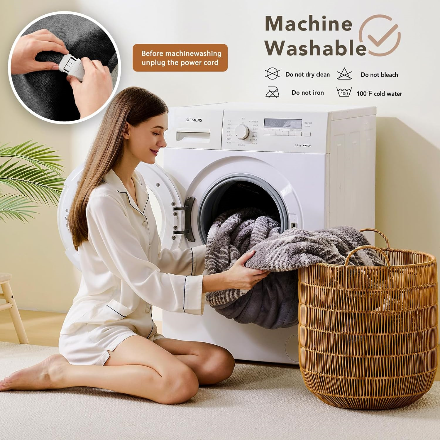 Heated Electric Blanket Queen Size - 84"x90" Flannel Heating Blanket with 10 Heating Levels & 5 Time Settings Over-Heat Protection（Grey）