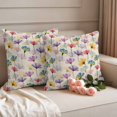 thumbnail image 2 of Colorful Floral Pillow Covers 2 Pack Watercolor Purple Yellow Blue Pink Flowers Linen Texture Pillowcase Waterproof Outdoor Throw Pillow Cover for Patio Garden Square Cushion 26”x26”, 2 of 9