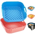thumbnail image 1 of Forros de silicona Air Fryer, paquete de 2 unidades de 8.6 pulgadas para Airfryer de 4 a 7 cuartos, 1 of 7