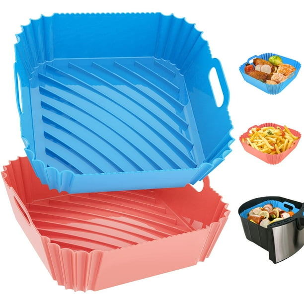 Forros de silicona Air Fryer, paquete de 2 unidades de 8.6 pulgadas para Airfryer de 4 a 7 cuartos