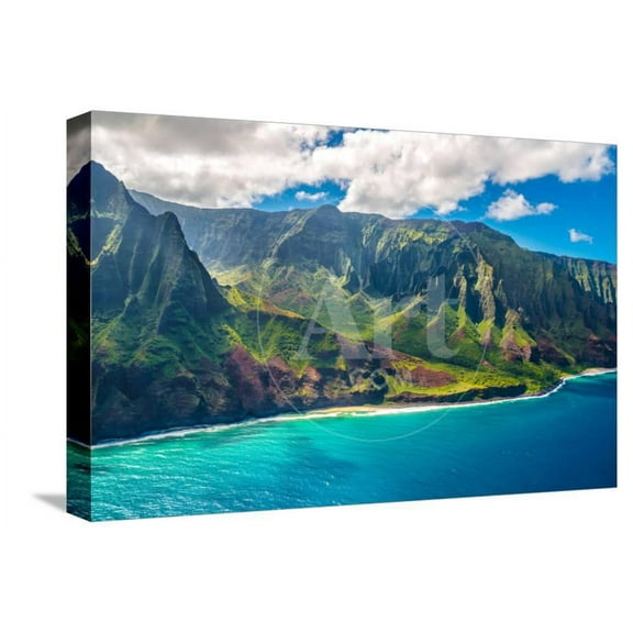 View on Napali Coast on Kauai Island on Hawaii, Scenic Stretched Canvas Wall Art by Alexander Demyanenko Sold by ArtCom