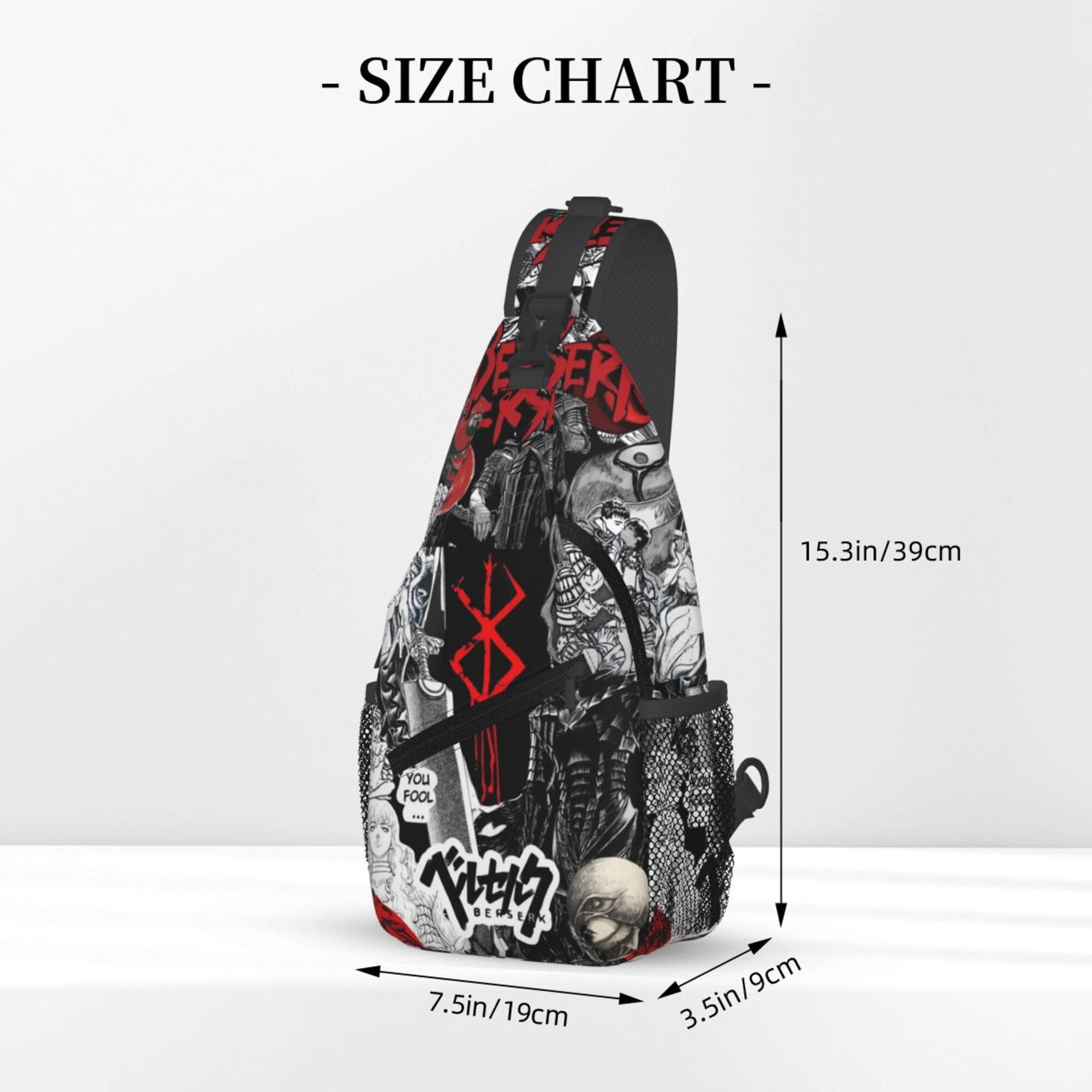 Anime Berserk Sling Backpack Crossbody Shoulder Bags for Men Women Small Daypacks Chest Bag Hiking Travel Sport Climbing Runners