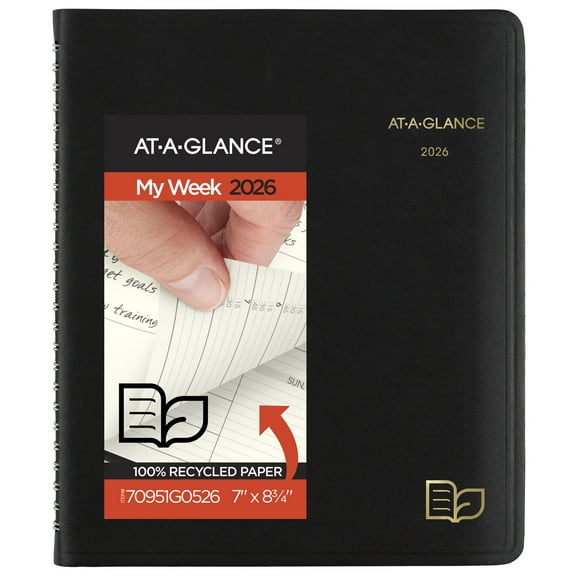 AT-A-GLANCE Recycled 2026 Weekly Monthly Appointment Book Planner Black Medium 7