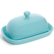 Turquoise Porcelain Cute Butter Dish with Lid, Set of 1