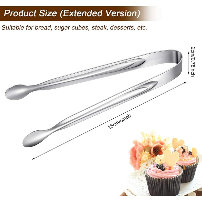 Lngoor 12 Pieces Mini Ice Tong Stainless Steel Appetizers Tongs Small Serving Tongs Sugar Cube Clips with Teeth, Kitchen Tongs for Tea Party Coffee