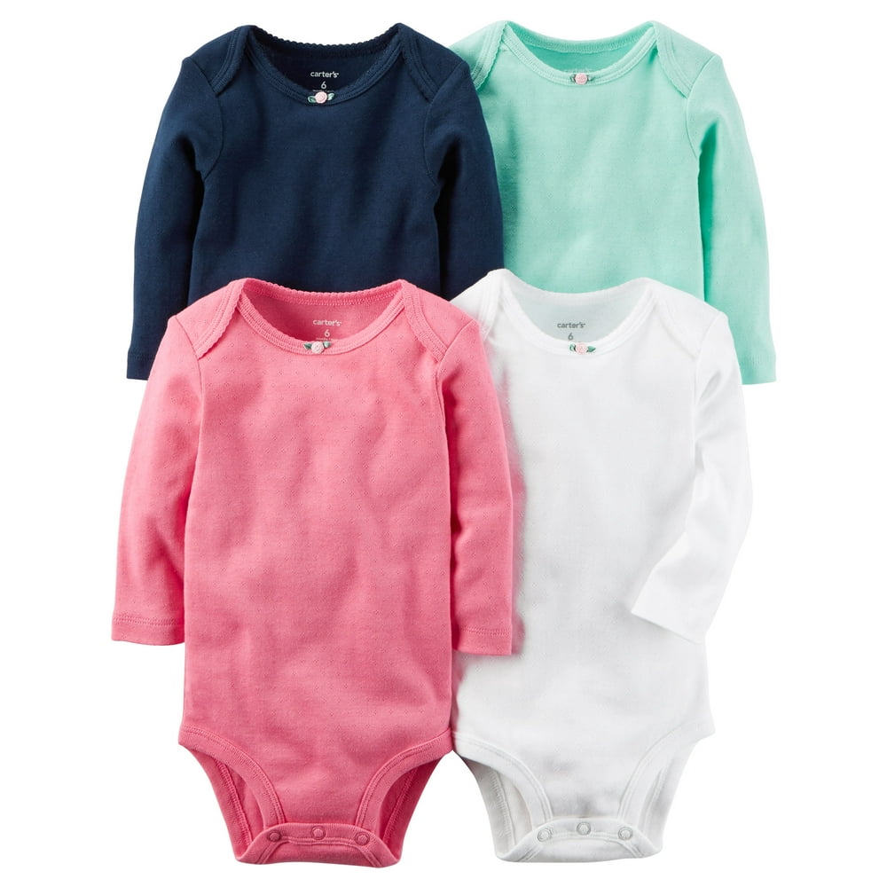 Carter's Carter's Baby Girls' 4 Pack Long Sleeve Original Bodysuits