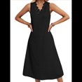 thumbnail image 2 of Vestidos de Verano para Mujer, Informales, Sin Mangas, con Encaje y Escote en V, Vestidos Midi Sin Mangas, Estilo Swing, para Vacaciones y Playa. Negro S, 2 of 5