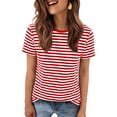 thumbnail image 5 of JUUNthy T-Shirt for Womens, Crewneck Stripe Graphic Short Sleeve 2026 Casual Summer Tops Yellow S, 5 of 8