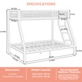 thumbnail image 3 of white Twin Full Bunk Bed with Guardrail and Ladder,550 LBS Weight Capacity, 3 of 10