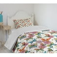 thumbnail image 4 of Ambesonne Butterfly Quilted Bedspread Set 2 Pcs, Carnations Vintage, Twin Size, Multicolor, 4 of 6