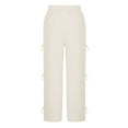 thumbnail image 6 of Women Wide Leg Casual Pants Loose Fit Drawstring Waisted Side Bowknot Athletic Trousers with Pockets Cute Teen Girls, 6 of 8