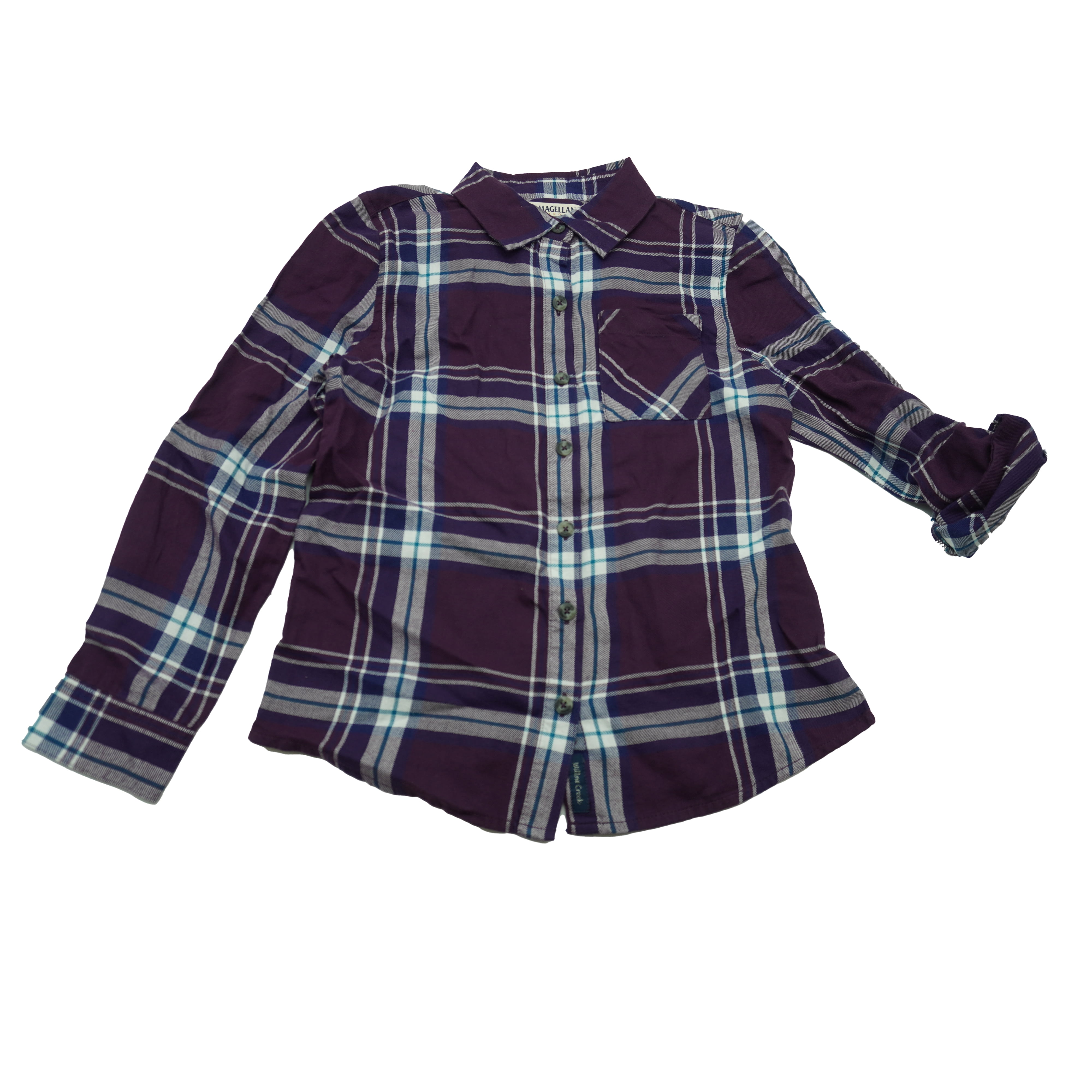 Plaid Long Sleeve Shirt Purple 