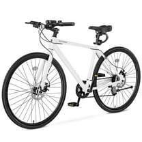 Lilypelle Hybrid Bike for Adults, 700C Lightweight Mens Bike w/ Aluminum Frame & Disc Brakes & LED Headlight, 8-Speed Vintage Retro Hybrid Bicycles for City Commuters, Adult Bike, Male Road Bike