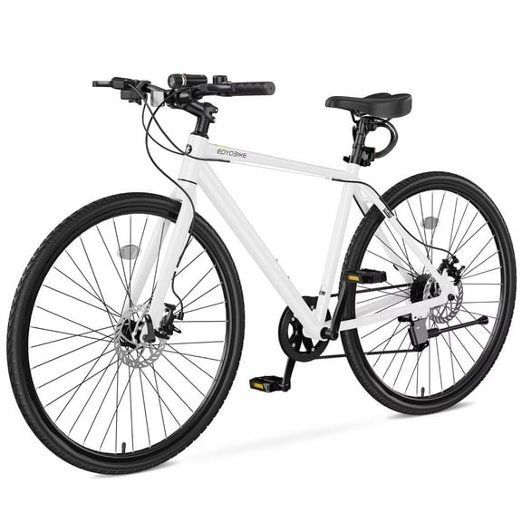 Lilypelle Hybrid Bike for Adults, 700C Lightweight Mens Bike w/ Aluminum Frame & Disc Brakes & LED Headlight, 8-Speed Vintage Retro Hybrid Bicycles for City Commuters, Adult Bike, Male Road Bike