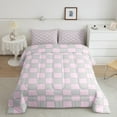 thumbnail image 2 of Feelyou Modern Buffalo Plaid Full Size Comforter Sets for Teens, Grey Pink Square Bedding Comforter Set, Simple Fashion Style Reversible Bedding Sets, Super Cozy Room Decor, 3pcs, 2 of 8