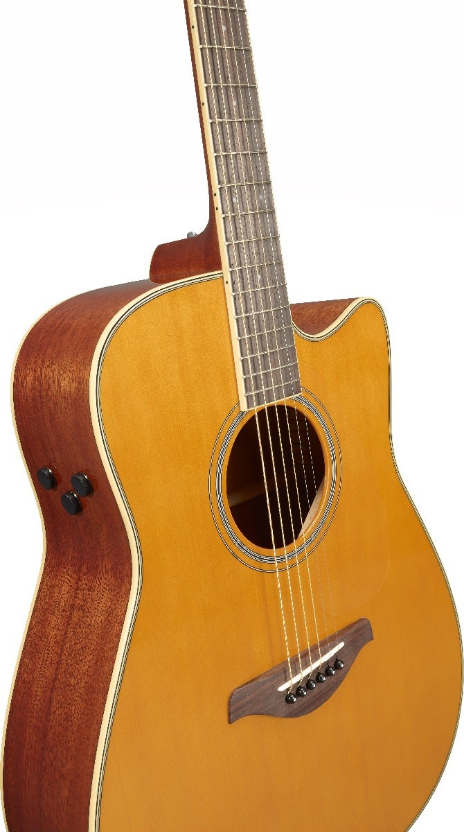 Yamaha FGC-TA TransAcoustic Dreadnought Cutaway Acoustic-Electric Guitar Vintage Tint
