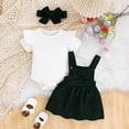 thumbnail image 2 of Ymyiu Spring Baby Girl Clothes Newborn Baby Girl Outfit Clothes Romper+Tutu Skirt+Headband Set Outfit 6 9 Months (Dark Green,6-9 Months), 2 of 5