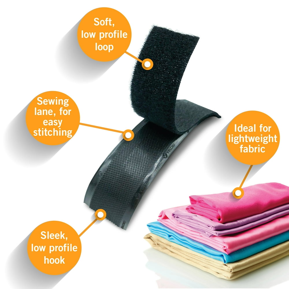 VELCRO(R) Brand SewOn Sleek & Thin Tape .75"X36"Black