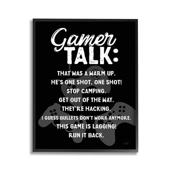 Stupell Industries Gamer Talk Phrases Typography Painting Black Framed Art Print Wall Art, 11 x 14