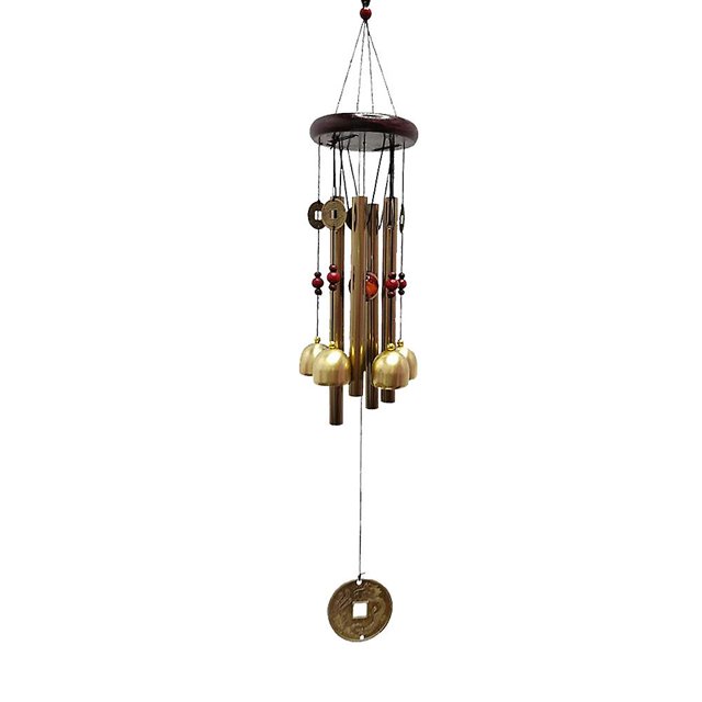 Tradicional Retro Bronce Jardín Jardín Vida al aire libre Campanas de viento Campana de viento Colgante de metal Tubo largo Agujero Campana de esquina TUNC Sencillez