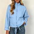 thumbnail image 4 of Chiccall Women's Cotton Padded Jacket, Long Sleeve Winter Casual Quilted Coat with Pockets, Lightweight Warm Outerwear Sky Blue 2XL, 4 of 8