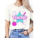 thumbnail image 1 of Teacher and colorful five-pointed star printed T-shirt, 100% cotton T-shirt for women, 1 of 6