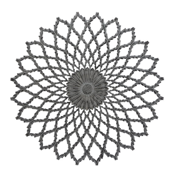 DecMode Gray Wood Cut-out Starburst Wall Decor