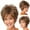 Multicolor, variant on Qepwscx Short Hair Wigs for Women Brown Mixed Blonde Cut Wig with Bangs Brown with Highlights Wavy Synthetic Wig Natural Real Hair