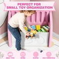 thumbnail image 2 of PAPROOS Kids Toy Box, Cute Toy Chest Organizer with Seating Bench and Sliding Door, Toy Storage Chest for Girls Boys, Modern Toy Storage Cabinet for Playroom, Living Room, Bedroom, Pink+Light Gray, 2 of 8
