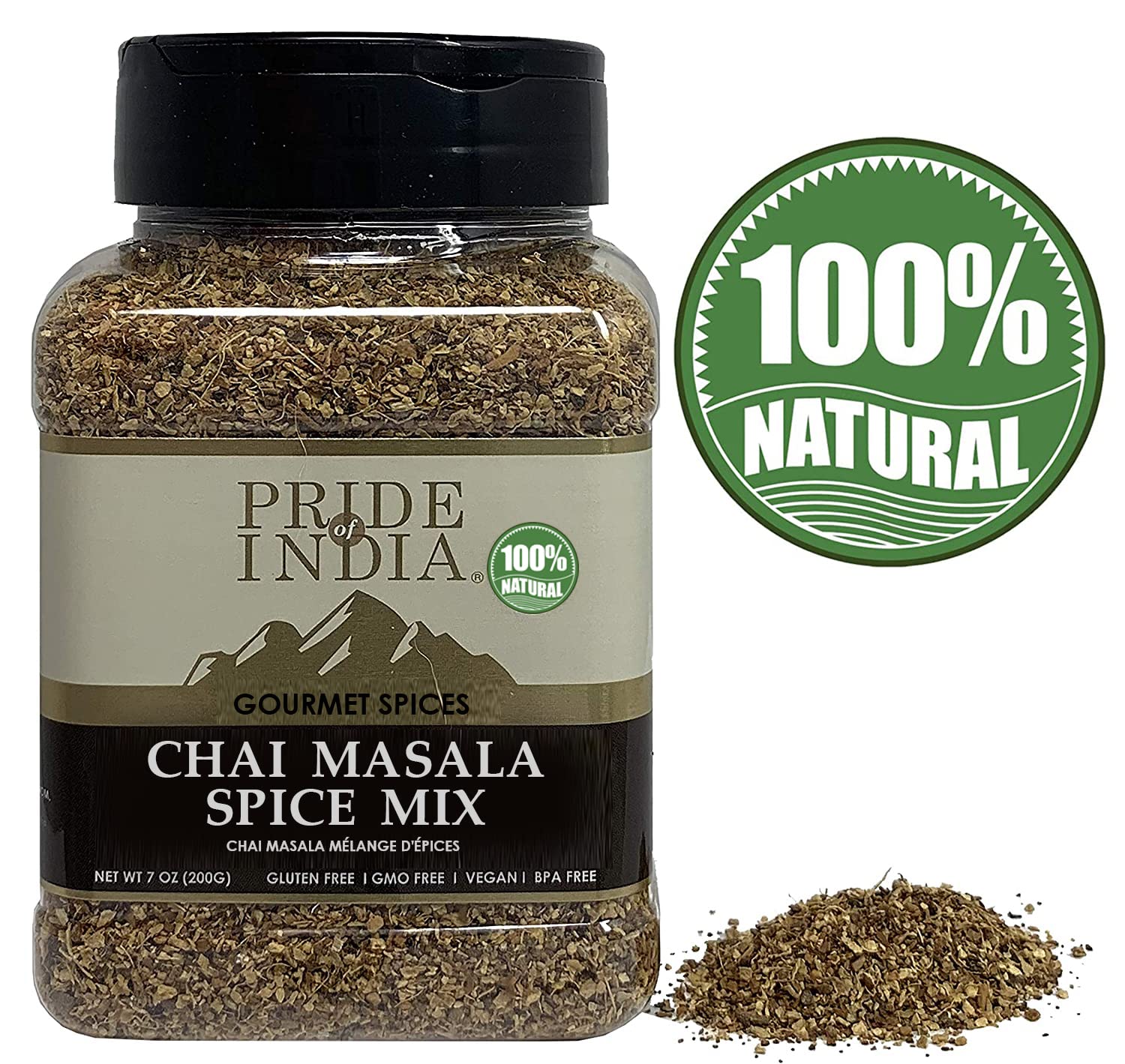 Pride of India - PACK of 6 - Chai Masala Mulling Spice Mix 6 oz (170 gm) Medium Dual Sifter Jar | Gourmet Spice Mix for Teas & Coffee | Caffeine Free | Mulling Spice Blend | Vegan & Gluten-Free